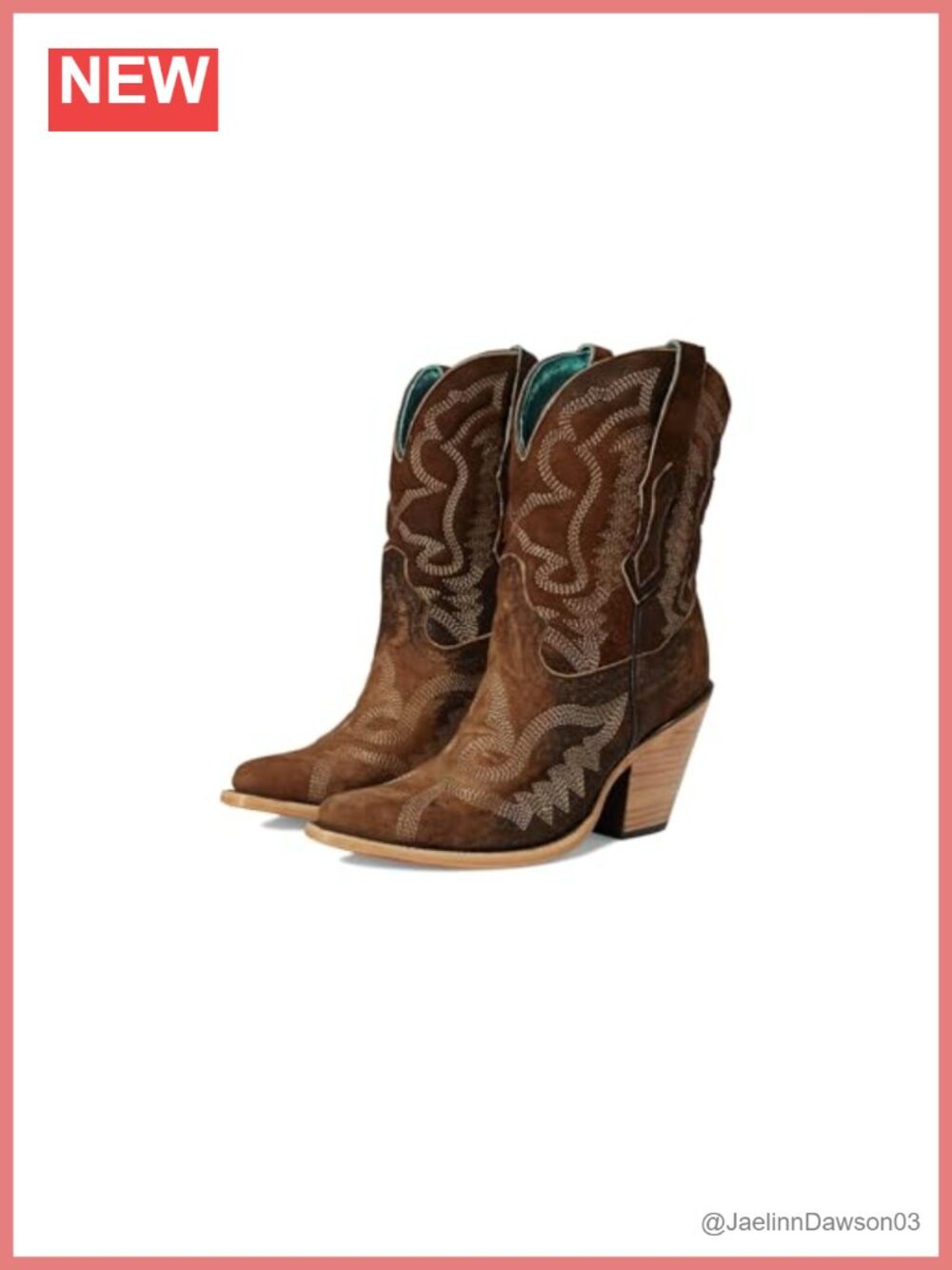 Women's Embroidered Snip Toe Mid Calf Pull-On Boots Cowboy Heel Leather